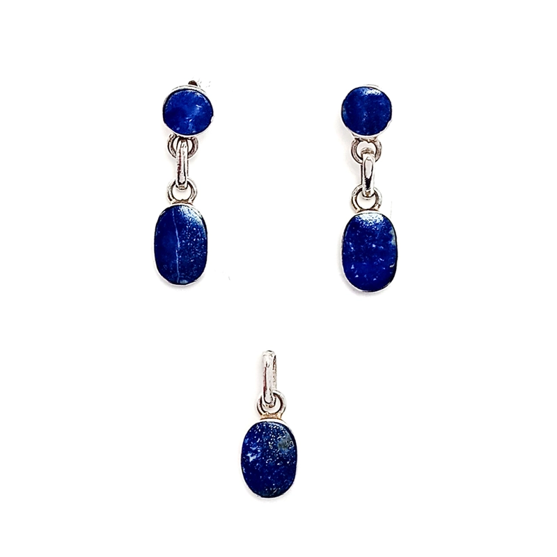 SET COLGANTE AROS ANDREA COGGIOLA JOYAS LAPISLÁZULI PLATA FINA 925 - 1
