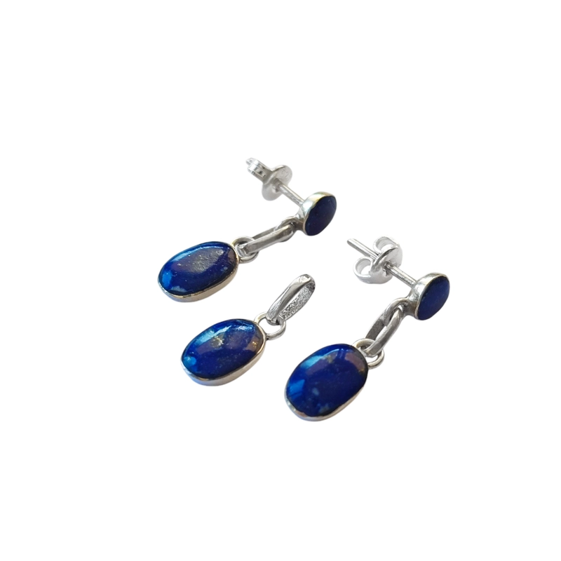 SET COLGANTE AROS ANDREA COGGIOLA JOYAS LAPISLÁZULI PLATA FINA 925 - 2