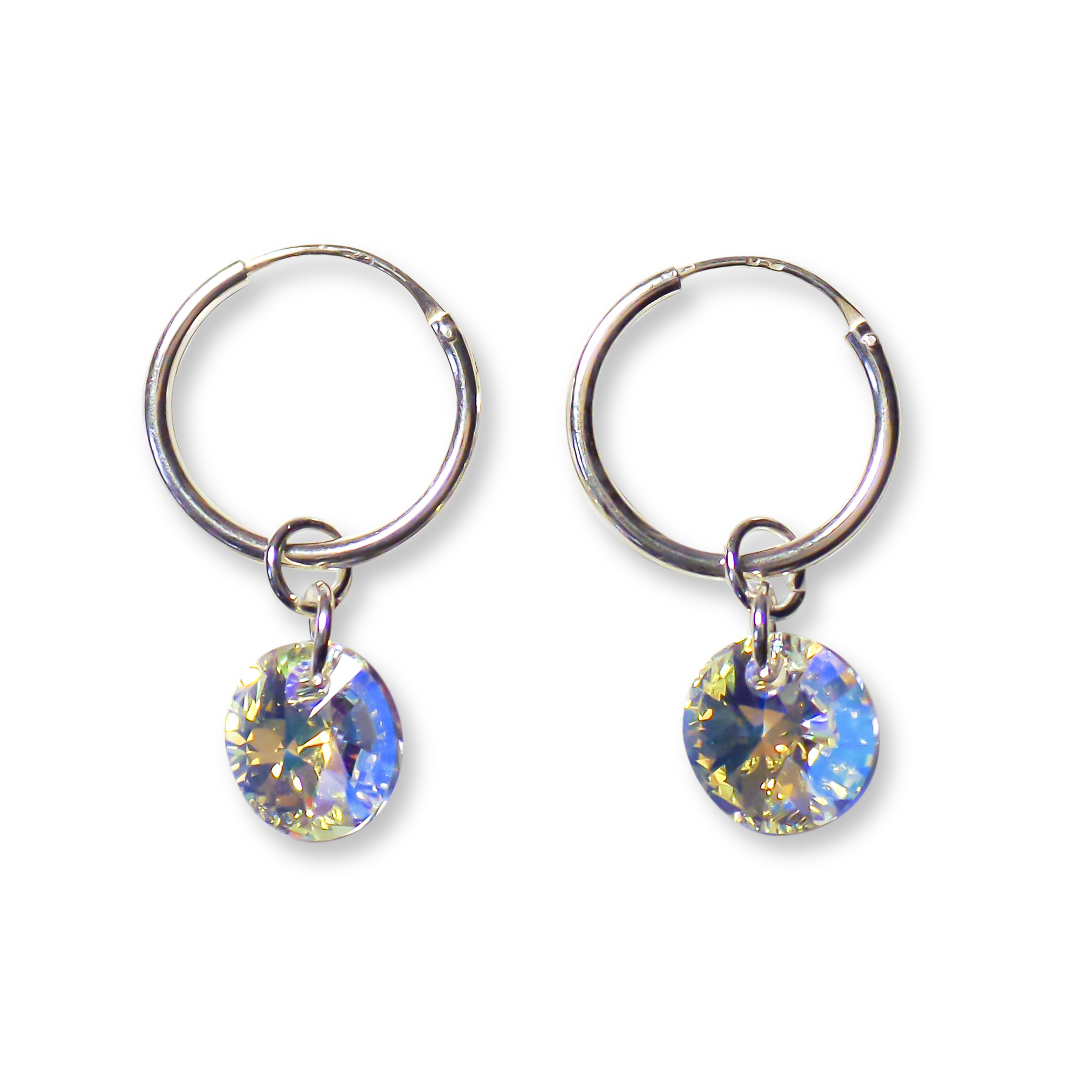 AROS ANDREA COGGIOLA JOYAS ARGOLLAS CRISTAL AUSTRÍACO AURORA BOREALE PLATA FINA 925 - 1