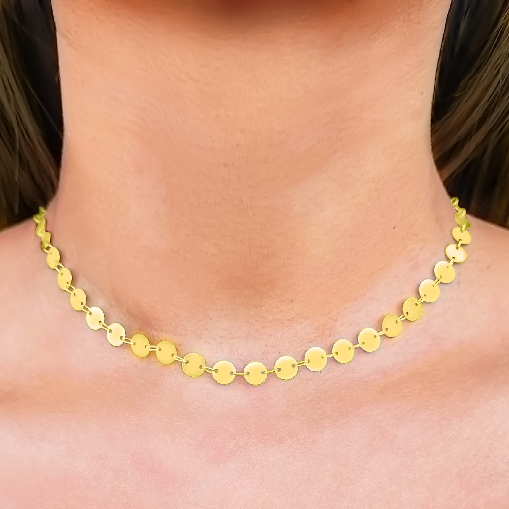 COLLAR ANDREA COGGIOLA JOYAS ENCHAPADO ORO 18K CHOKER CIRCULOS - 4