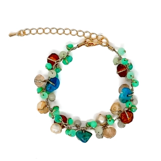 PULSERA ANDREA COGGIOLA JOYAS CRISTALES PIEDRA PERLA DE RÍO HILO SEDA - 1