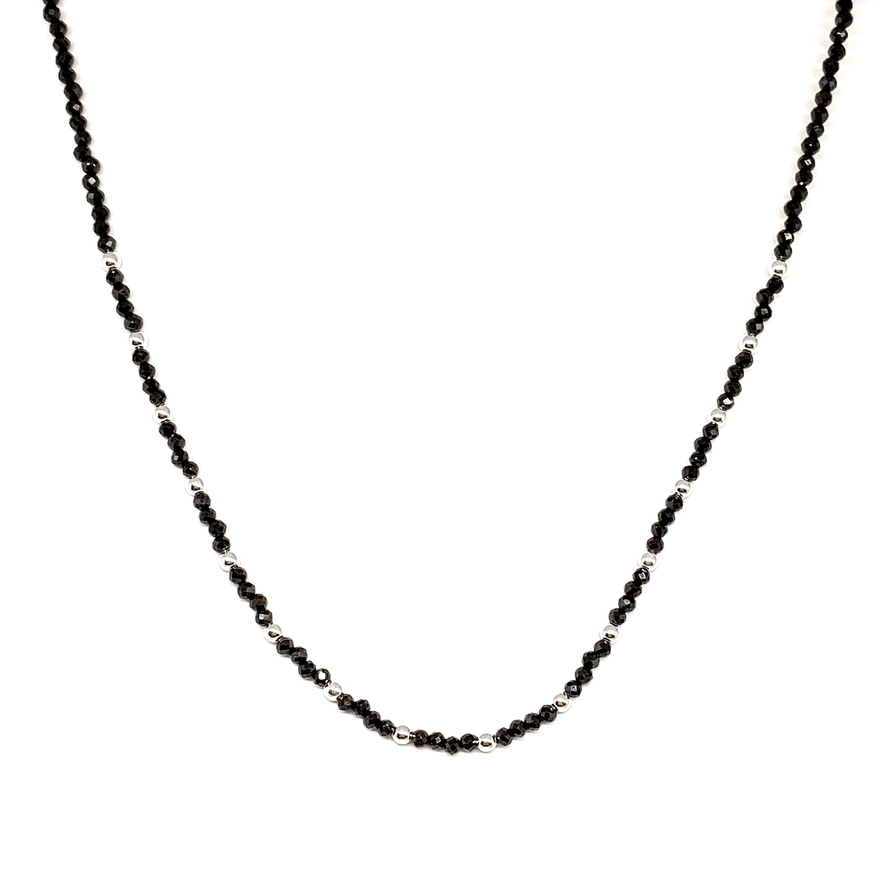 COLLAR ANDREA COGGIOLA JOYAS PLATA FINA 925 CRISTALES FACETADOS NEGROS - 1