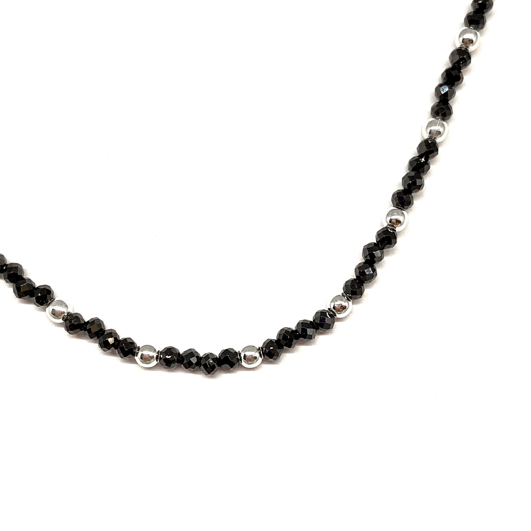 COLLAR ANDREA COGGIOLA JOYAS PLATA FINA 925 CRISTALES FACETADOS NEGROS - 2