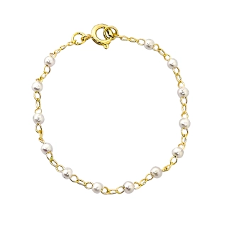 PULSERA ANDREA COGGIOLA JOYAS NIÑA PERLA 14CM ENCHAPADO ORO 18K - 1