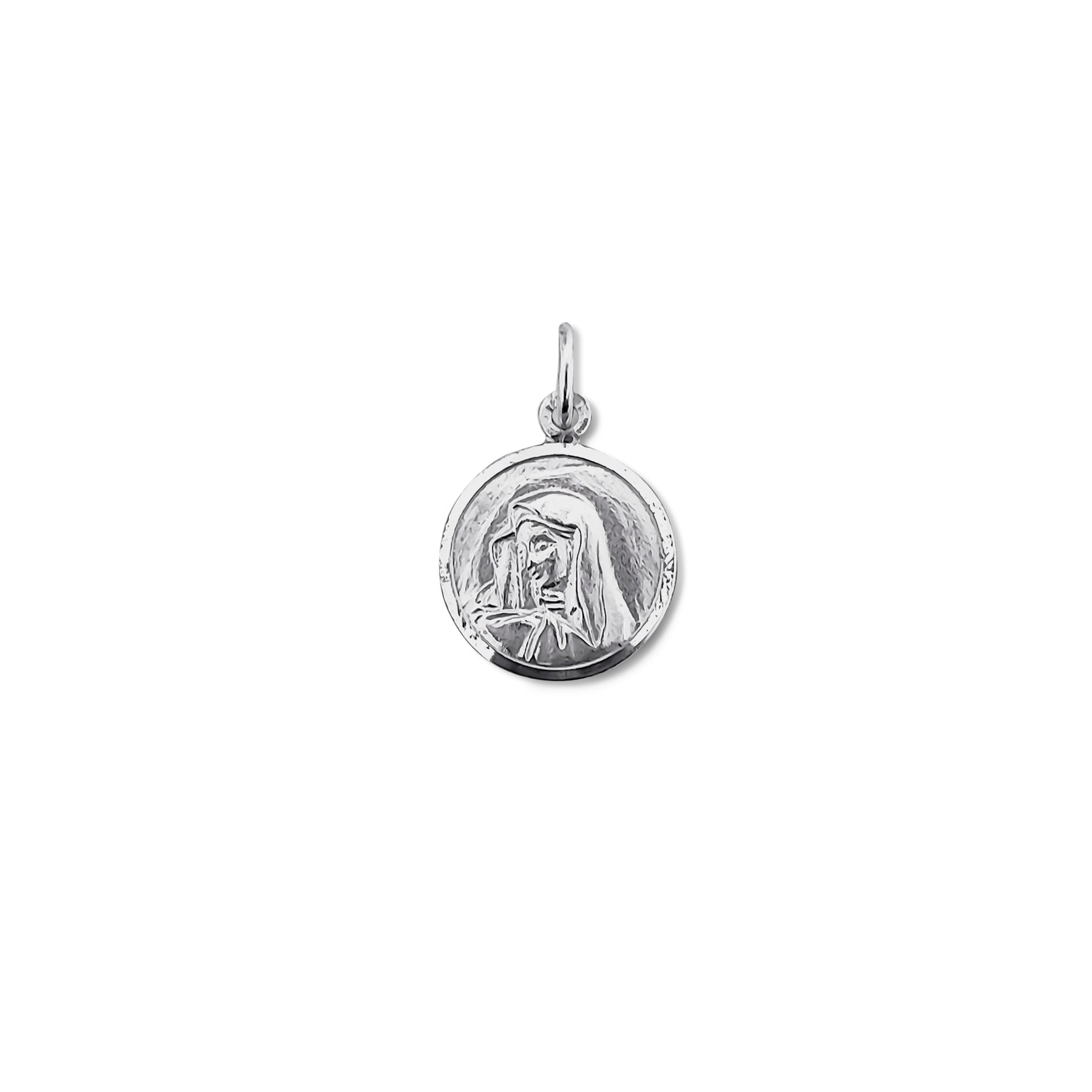 COLGANTE MEDALLA VIRGEN DOLOROSA 14MM PLATA FINA 925 - 1