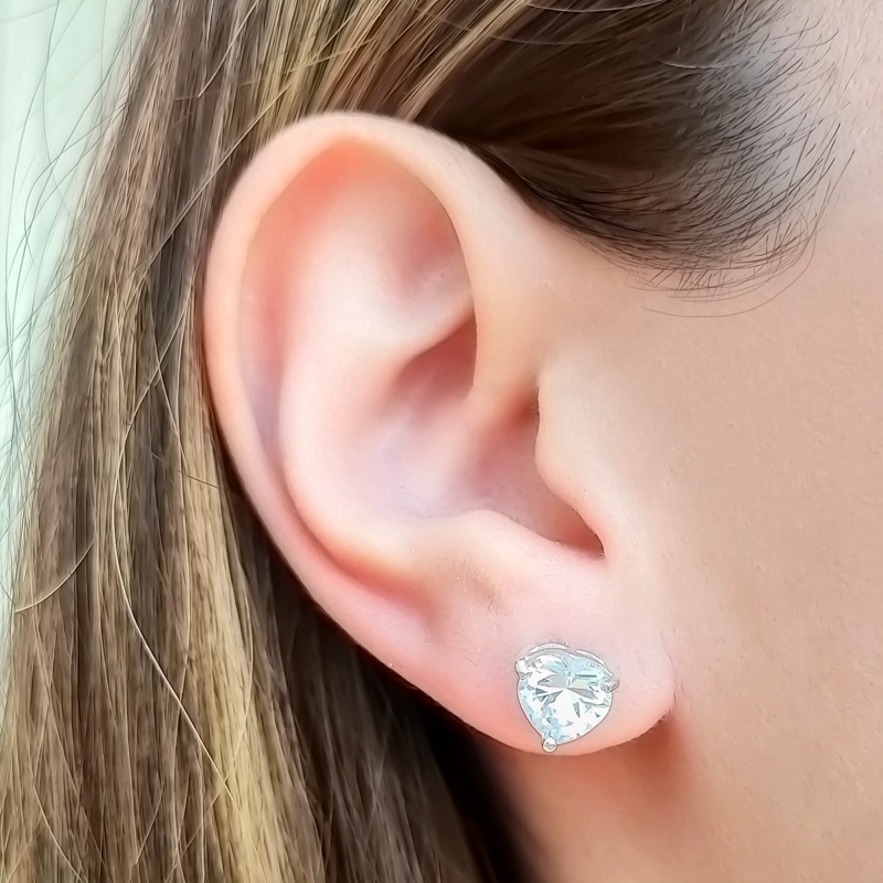 AROS ANDREA COGGIOLA JOYAS CORAZÓN CIRCÓN 8MM PLATA FINA 925 - 2