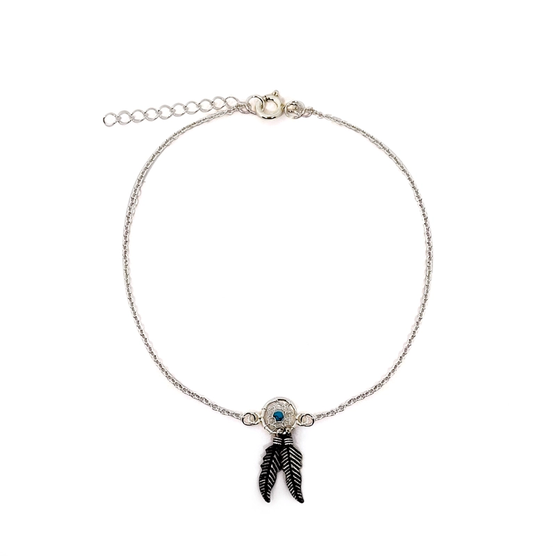 TOBILLERA ANDREA COGGIOLA JOYAS ATRAPASUEÑO TURQUESA PLATA FINA 925 - 1