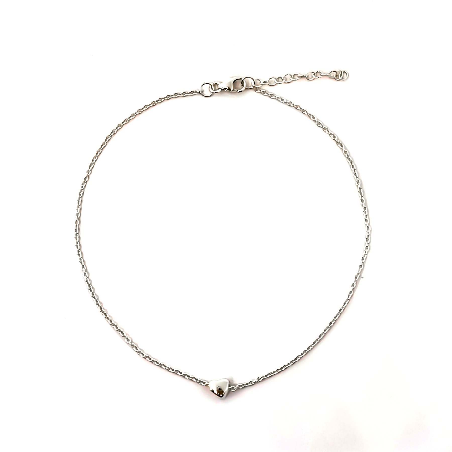 TOBILLERA ANDREA COGGIOLA JOYAS 1 CORAZÓN CADENA ESLABÓN PLATA FINA 925 - 1