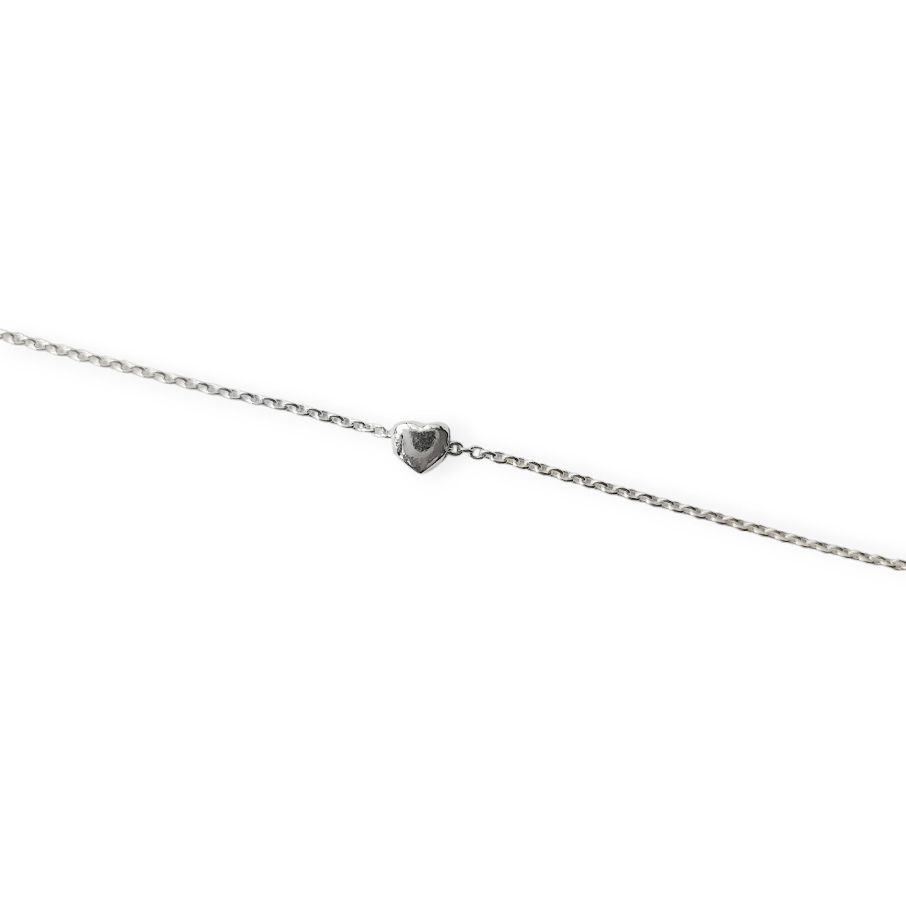 TOBILLERA ANDREA COGGIOLA JOYAS 1 CORAZÓN CADENA ESLABÓN PLATA FINA 925 - 2