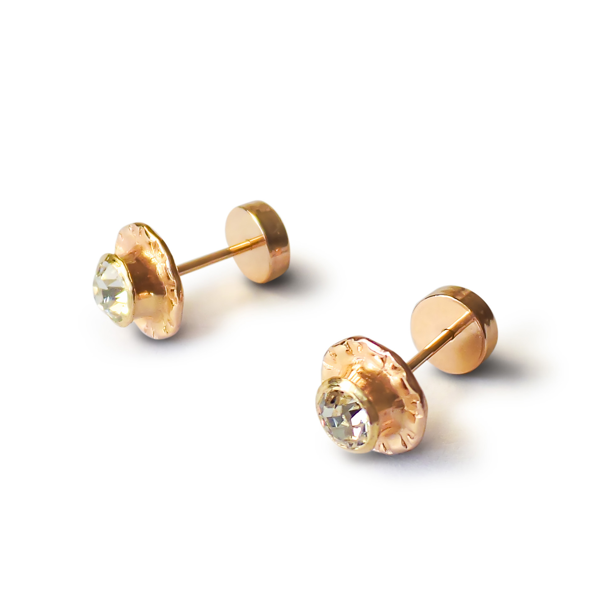 AROS ANDREA COGGIOLA JOYAS ABRIDORES NIÑA CIRCÓN BLANCO 7MM LAMINADO ORO 18K - 1