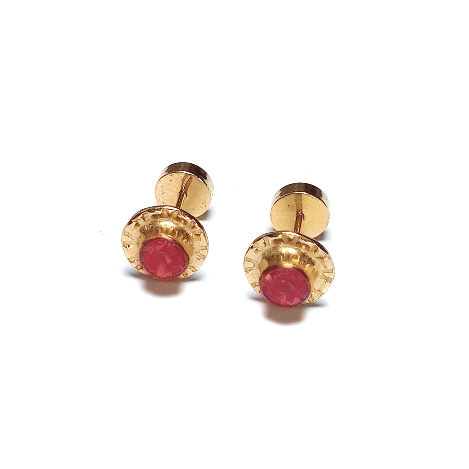 AROS ANDREA COGGIOLA JOYAS ABRIDORES NIÑA CIRCÓN ROJO 7MM LAMINADO ORO 18K - 1