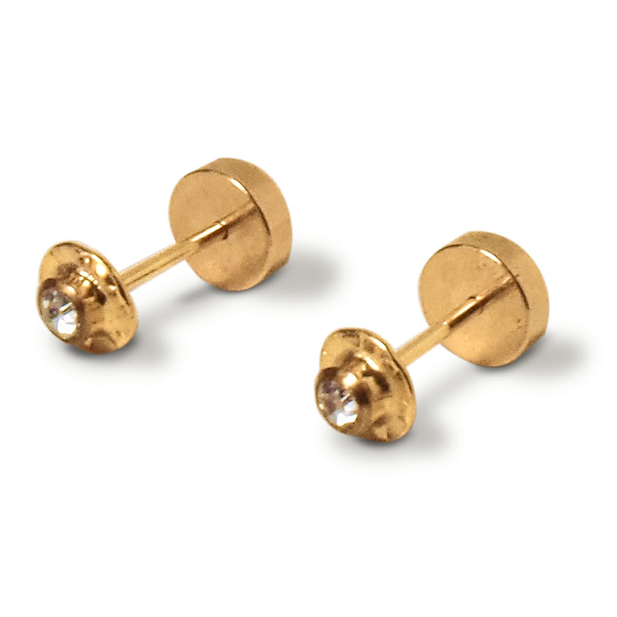 AROS ANDREA COGGIOLA JOYAS ABRIDORES BEBÉ CIRCÓN BLANCO 4MM LAMINADO ORO 18K - 1
