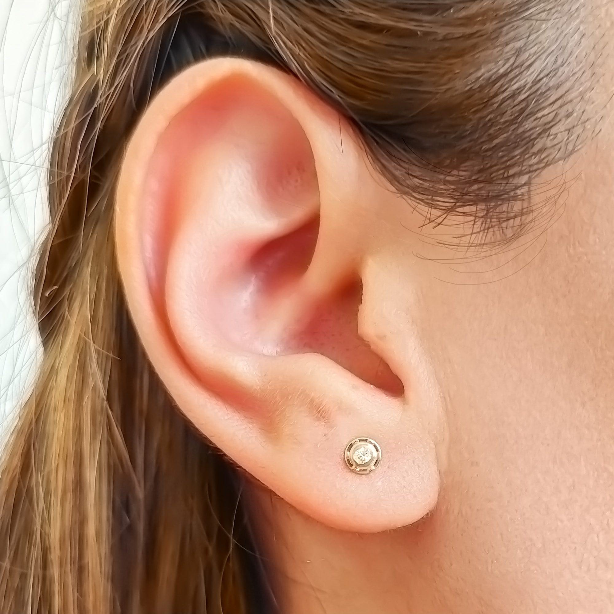 AROS ANDREA COGGIOLA JOYAS ABRIDORES BEBÉ CIRCÓN BLANCO 4MM LAMINADO ORO 18K - 2