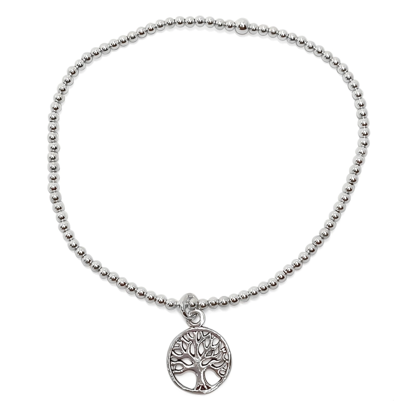 PULSERA ANDREA COGGIOLA JOYAS ÁRBOL DE LA VIDA BOLITAS PLATA FINA 925 - 1