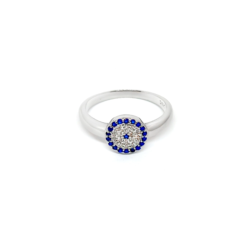 ANILLO OJO TURCO CIRCON #14 PLATA FINA 925 - 1