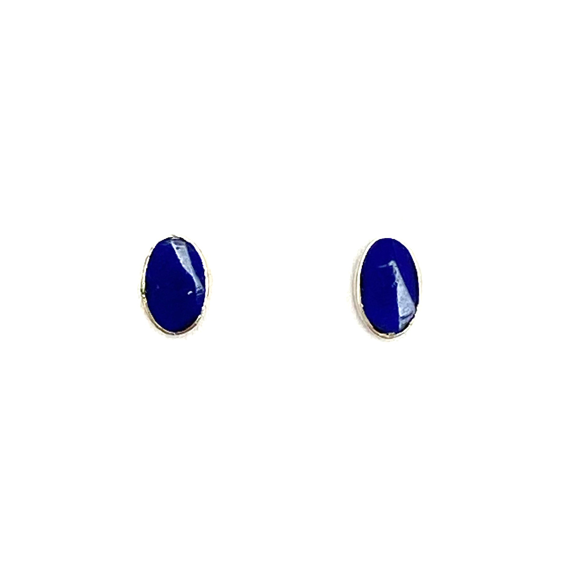 AROS ANDREA COGGIOLA JOYAS MINI OVALADOS LAPISLÁZULI PLATA FINA 925 - 1