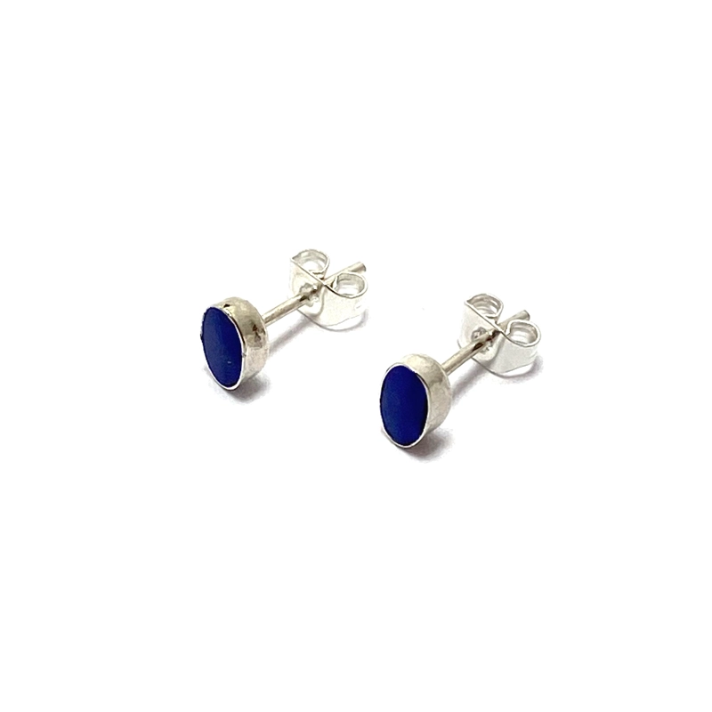 AROS ANDREA COGGIOLA JOYAS MINI OVALADOS LAPISLÁZULI PLATA FINA 925 - 2