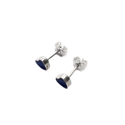 AROS MINI CORAZON LAPISLAZULI PLATA FINA 925 - 2
