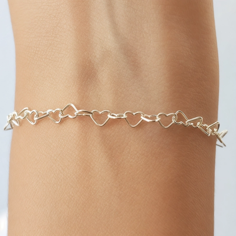 PULSERA ANDREA COGGIOLA JOYAS CORAZONES PLATA FINA 925 - 3