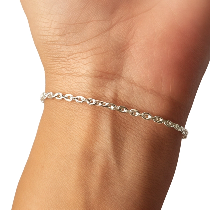 PULSERA ANDREA COGGIOLA JOYAS ESLABÓN LIMADO GRANDE PLATA FINA 925 - 3