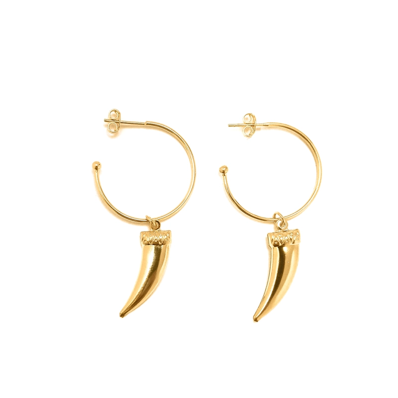 AROS ANDREA COGGIOLA JOYAS ARGOLLA CUERNO COLGANTE ENCHAPADO ORO 18K - 1