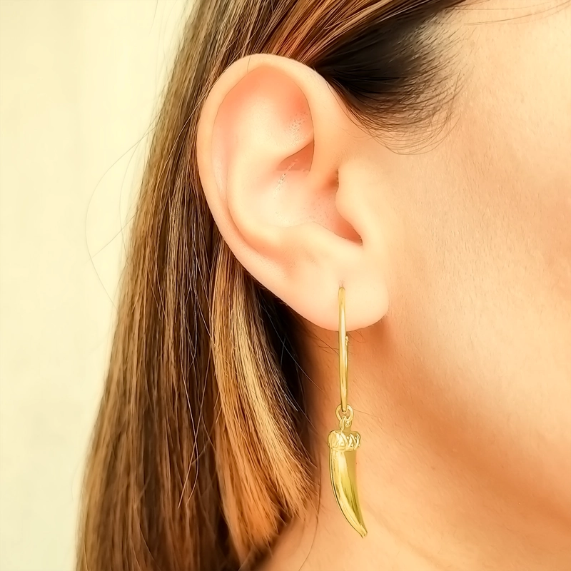 AROS ANDREA COGGIOLA JOYAS ARGOLLA CUERNO COLGANTE ENCHAPADO ORO 18K - 4
