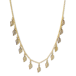COLLAR ANDREA COGGIOLA JOYAS ENCHAPADO ORO 18K CHOKER HOJAS CALADAS 42CM - 1