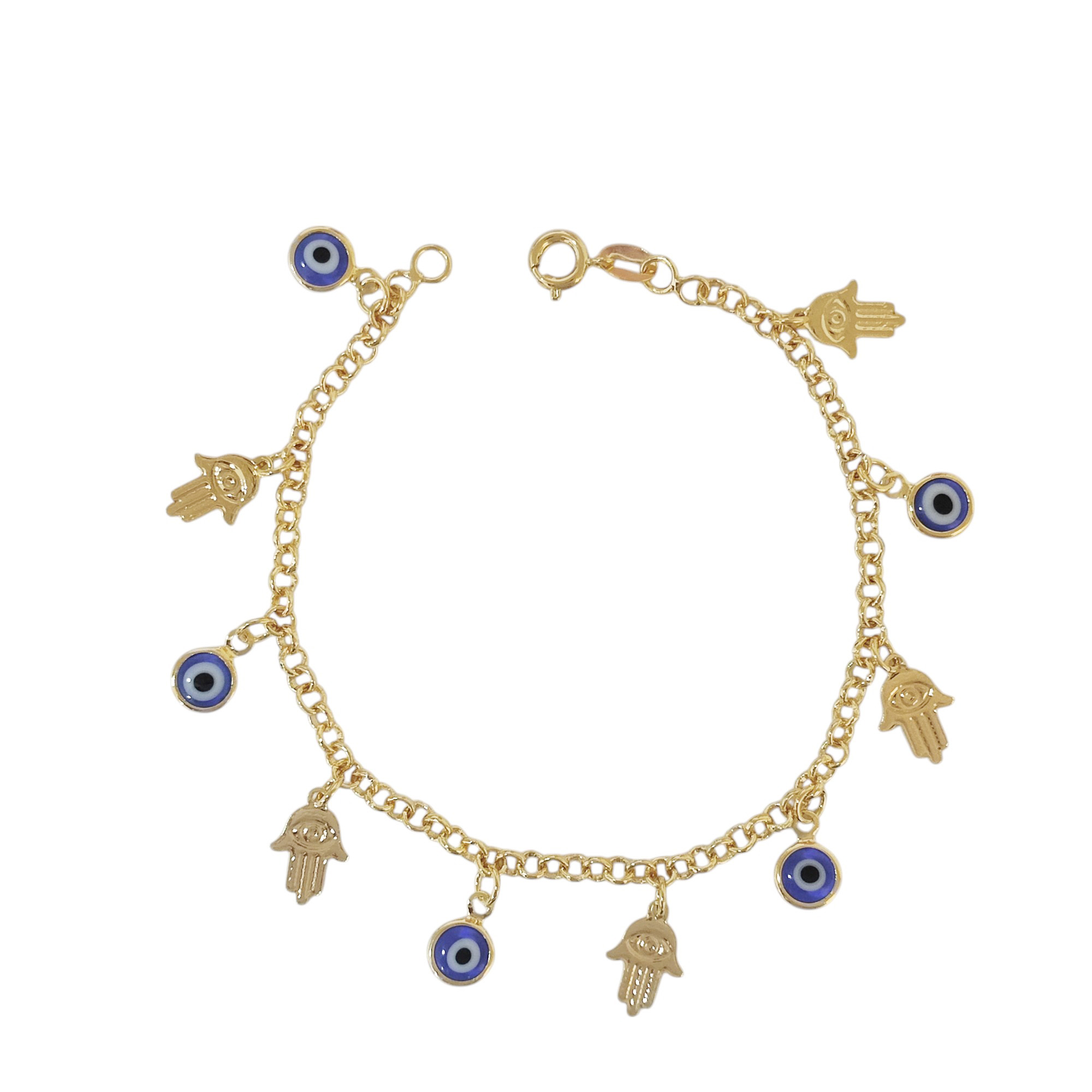 PULSERA ANDREA COGGIOLA JOYAS OJO TURCO MANO FÁTIMA ENCHAPADA ORO 18K - 1