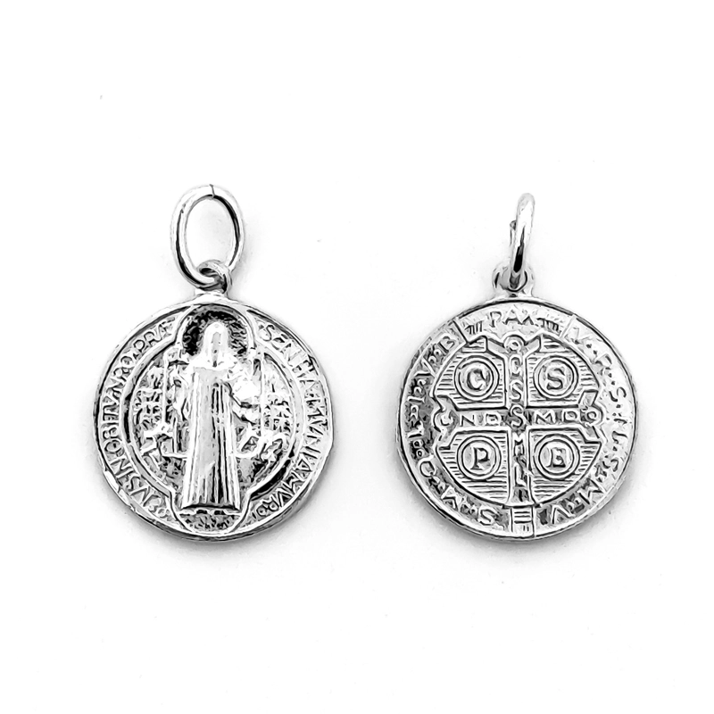 COLGANTE MEDALLA SAN BENITO 16MM PLATA FINA 925 - 1