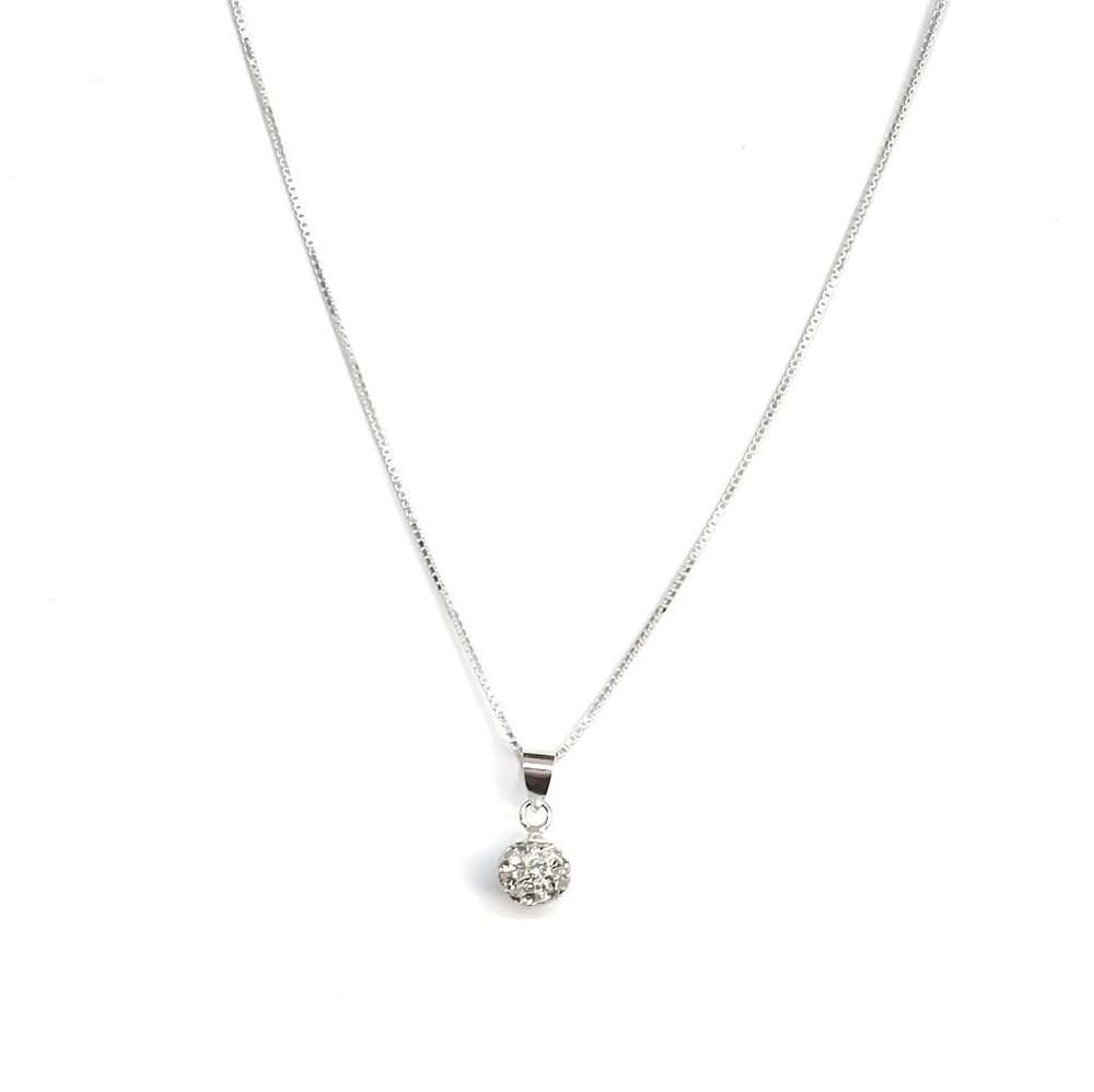 COLLAR ANDREA COGGIOLA JOYAS PLATA FINA 925 BOLA DISCO CIRCONES - 1