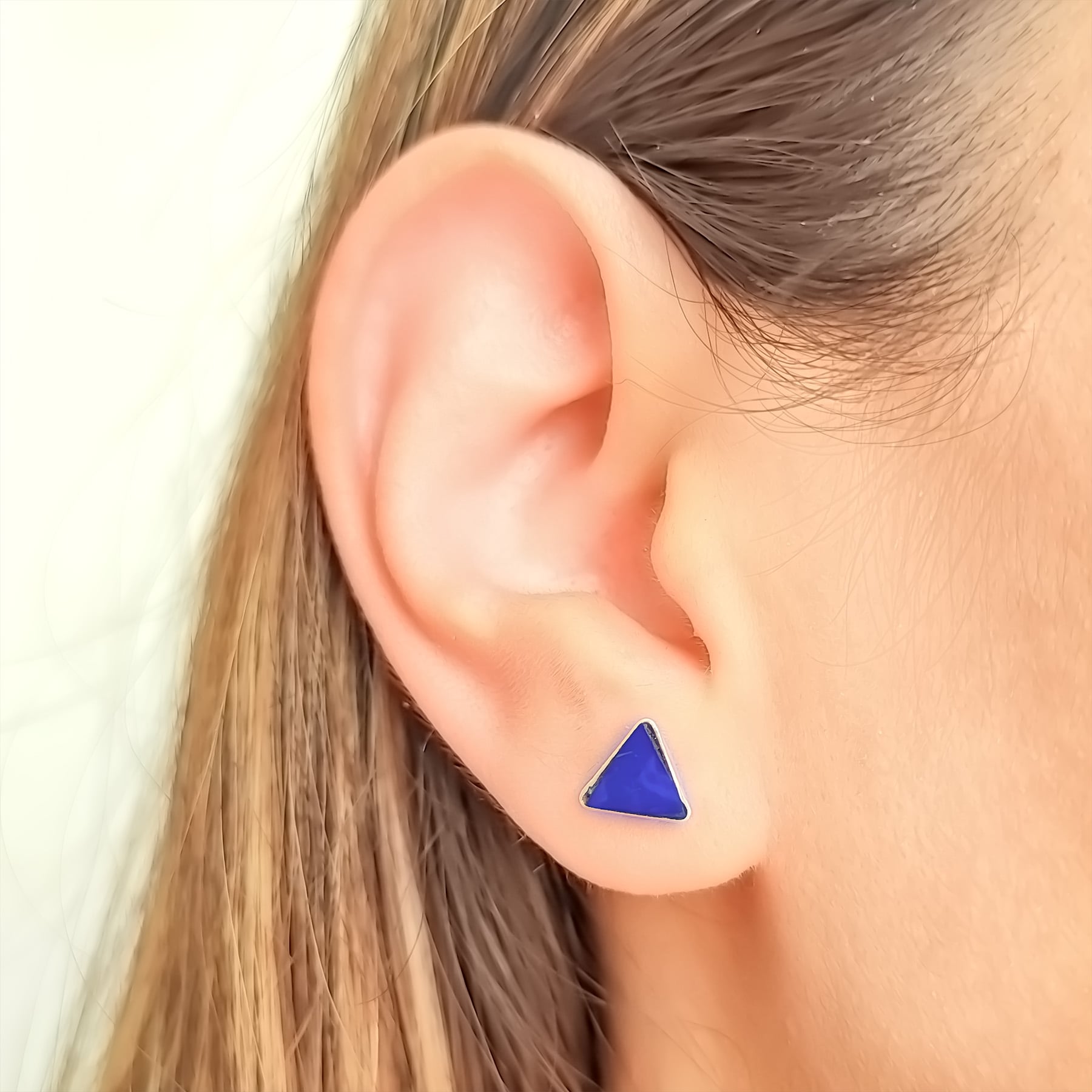 AROS ANDREA COGGIOLA JOYAS TRIÁNGULOS LAPISLÁZULI PLATA FINA 925 - 3