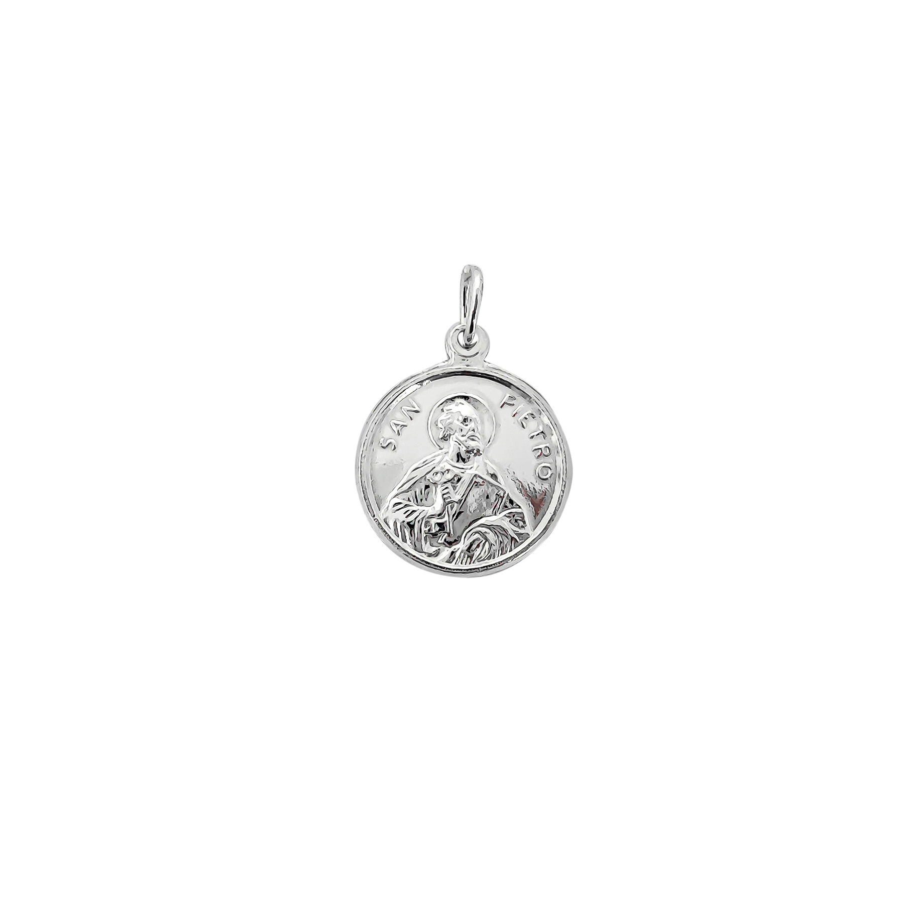 COLGANTE MEDALLA SAN PEDRO 19MM PLATA FINA 925 - 1