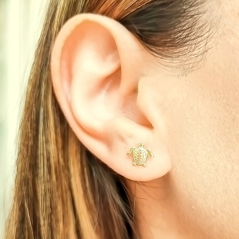AROS ANDREA COGGIOLA JOYAS TORTUGA 9MM ENCHAPADO ORO 18K - 2