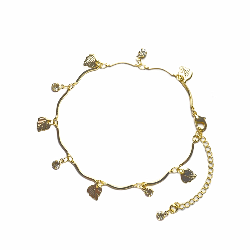 PULSERA ANDREA COGGIOLA JOYAS CHICHES HOJAS CRISTAL ENCHAPADA ORO 18K - 1