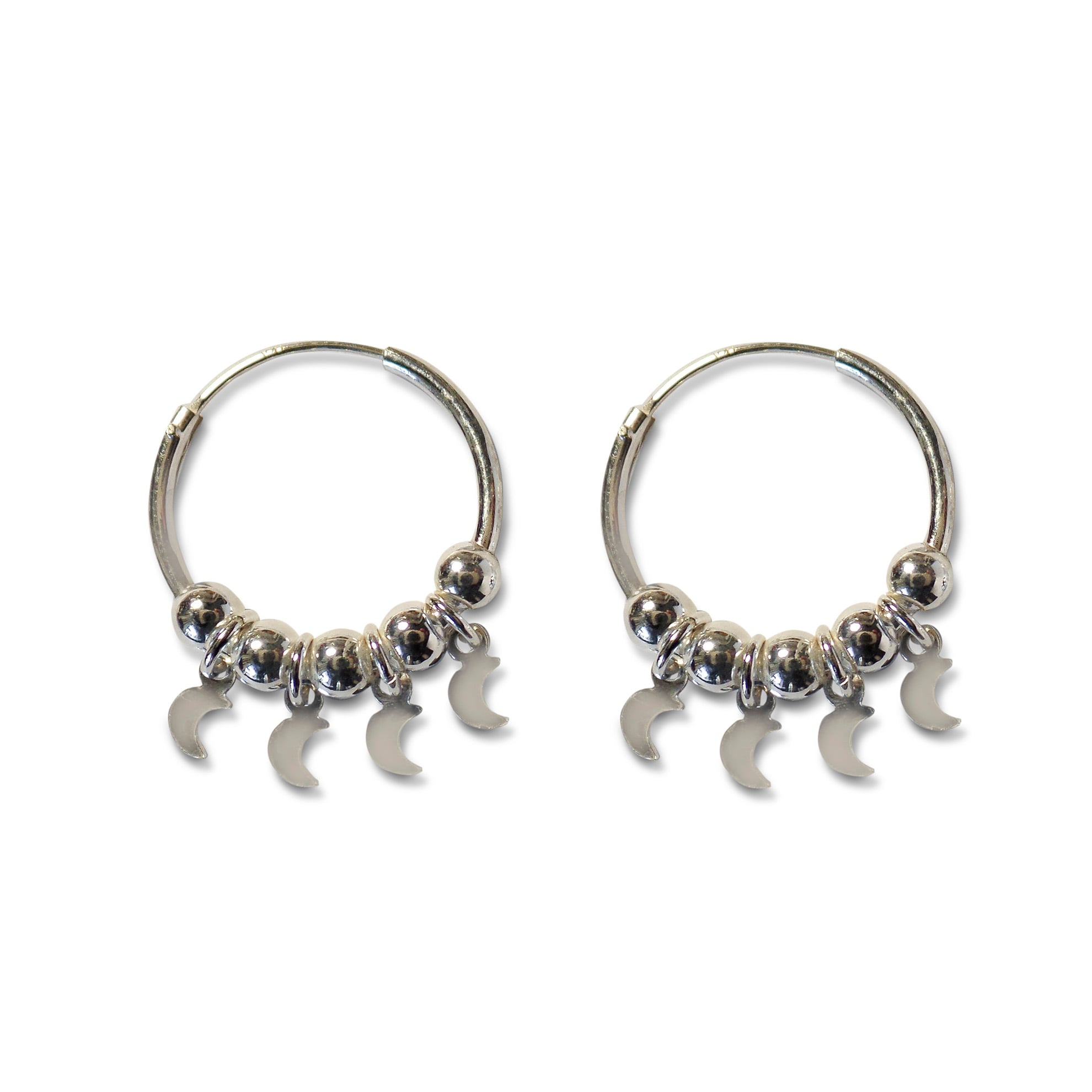 AROS ANDREA COGGIOLA JOYAS ARGOLLAS 4 LUNAS COLGANTES PLATA FINA 925 - 1
