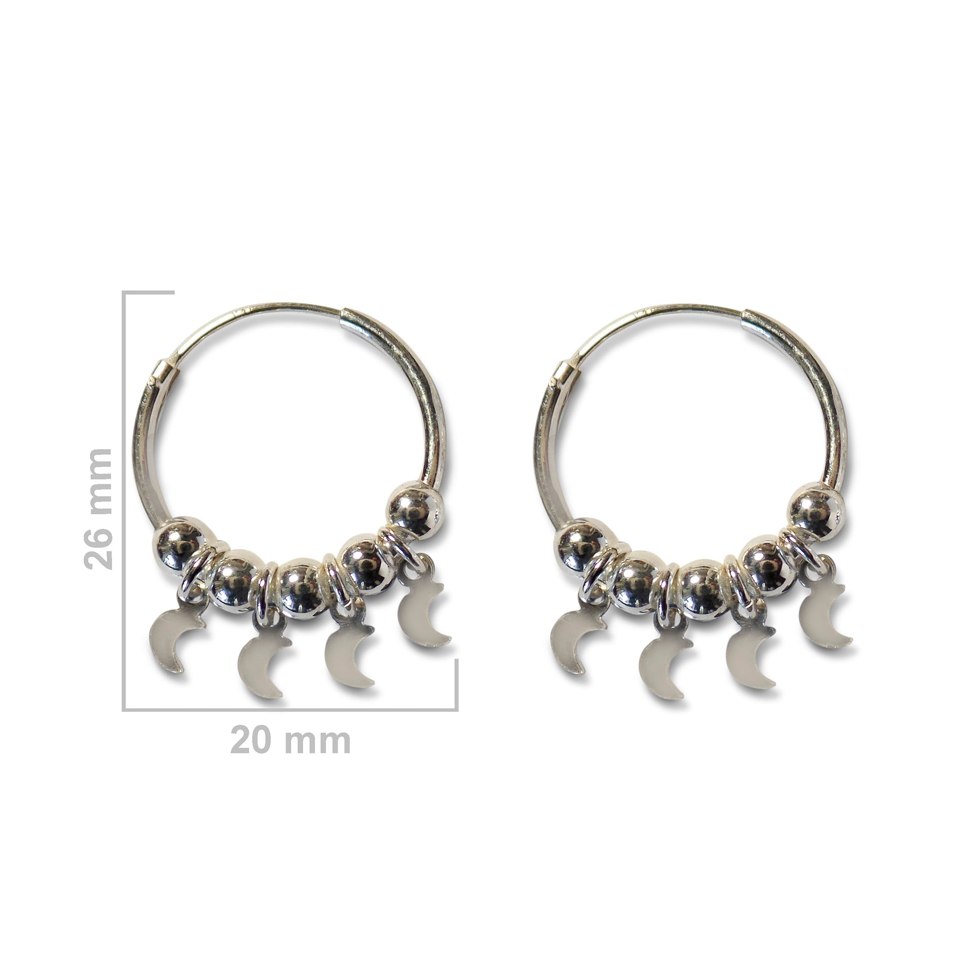 AROS ANDREA COGGIOLA JOYAS ARGOLLAS 4 LUNAS COLGANTES PLATA FINA 925 - 2