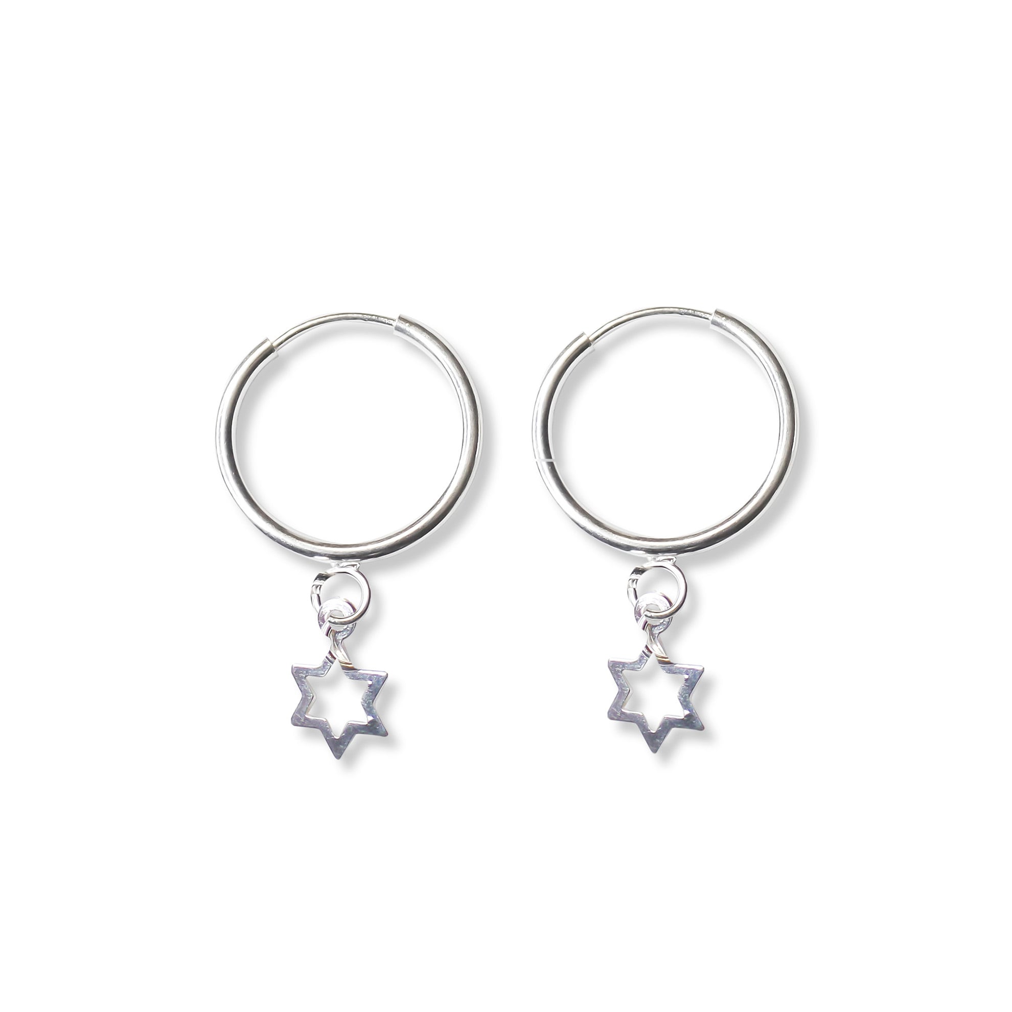 AROS ANDREA COGGIOLA JOYAS ARGOLLA 16MM ESTRELLA COLGANTE PLATA FINA 925 - 1
