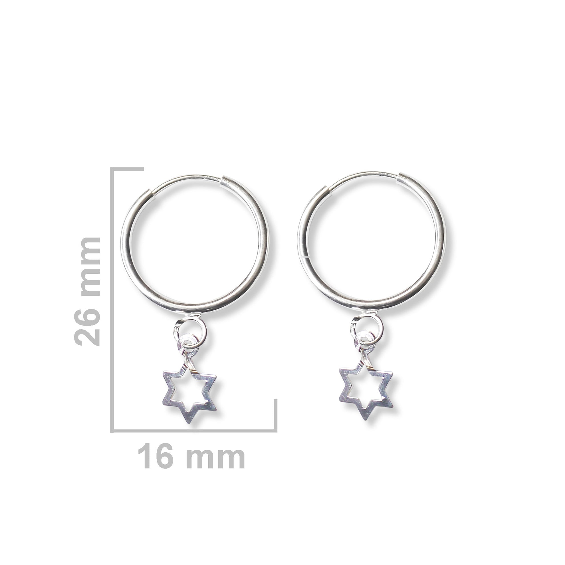 AROS ANDREA COGGIOLA JOYAS ARGOLLA 16MM ESTRELLA COLGANTE PLATA FINA 925 - 2