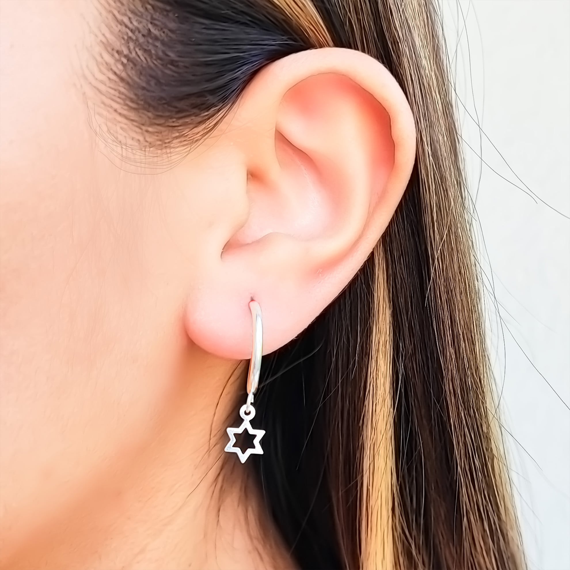 AROS ANDREA COGGIOLA JOYAS ARGOLLA 16MM ESTRELLA COLGANTE PLATA FINA 925 - 3