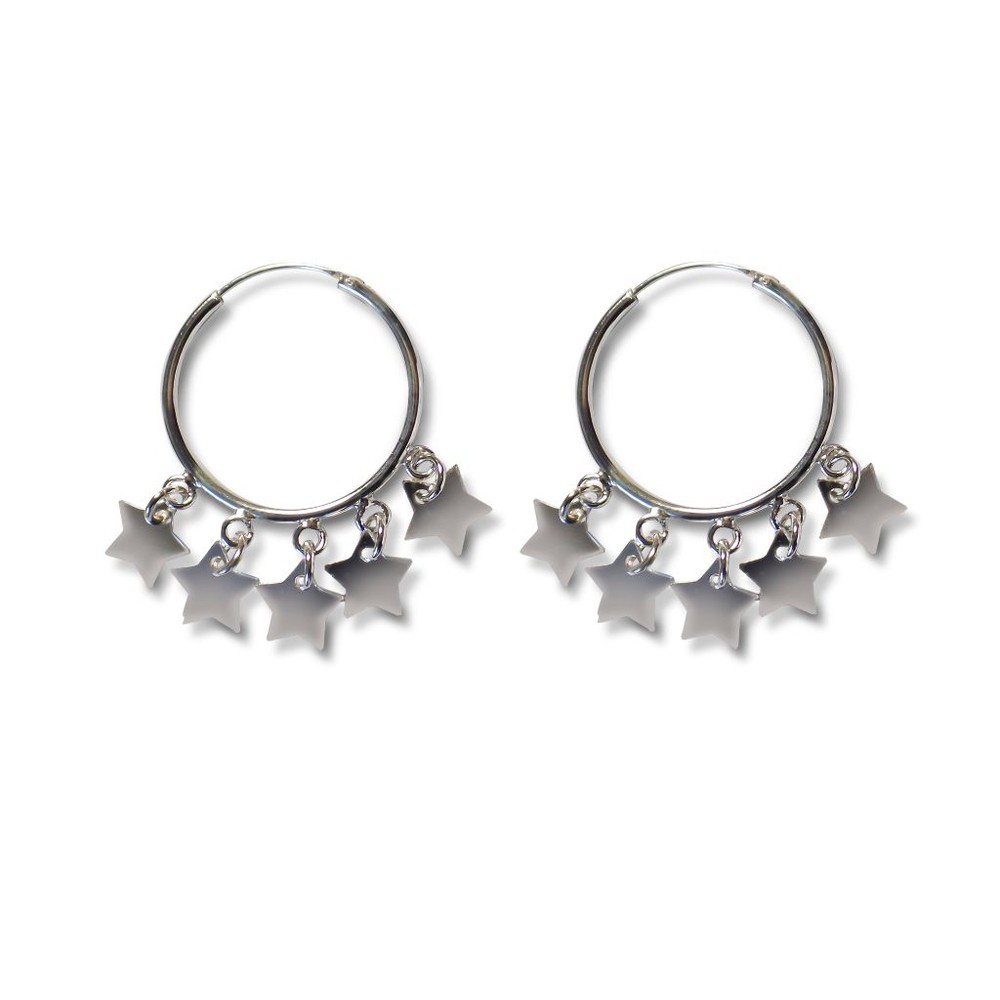AROS ANDREA COGGIOLA JOYAS ARGOLLA BOLITAS ESTRELLAS PLATA FINA 925 - 1