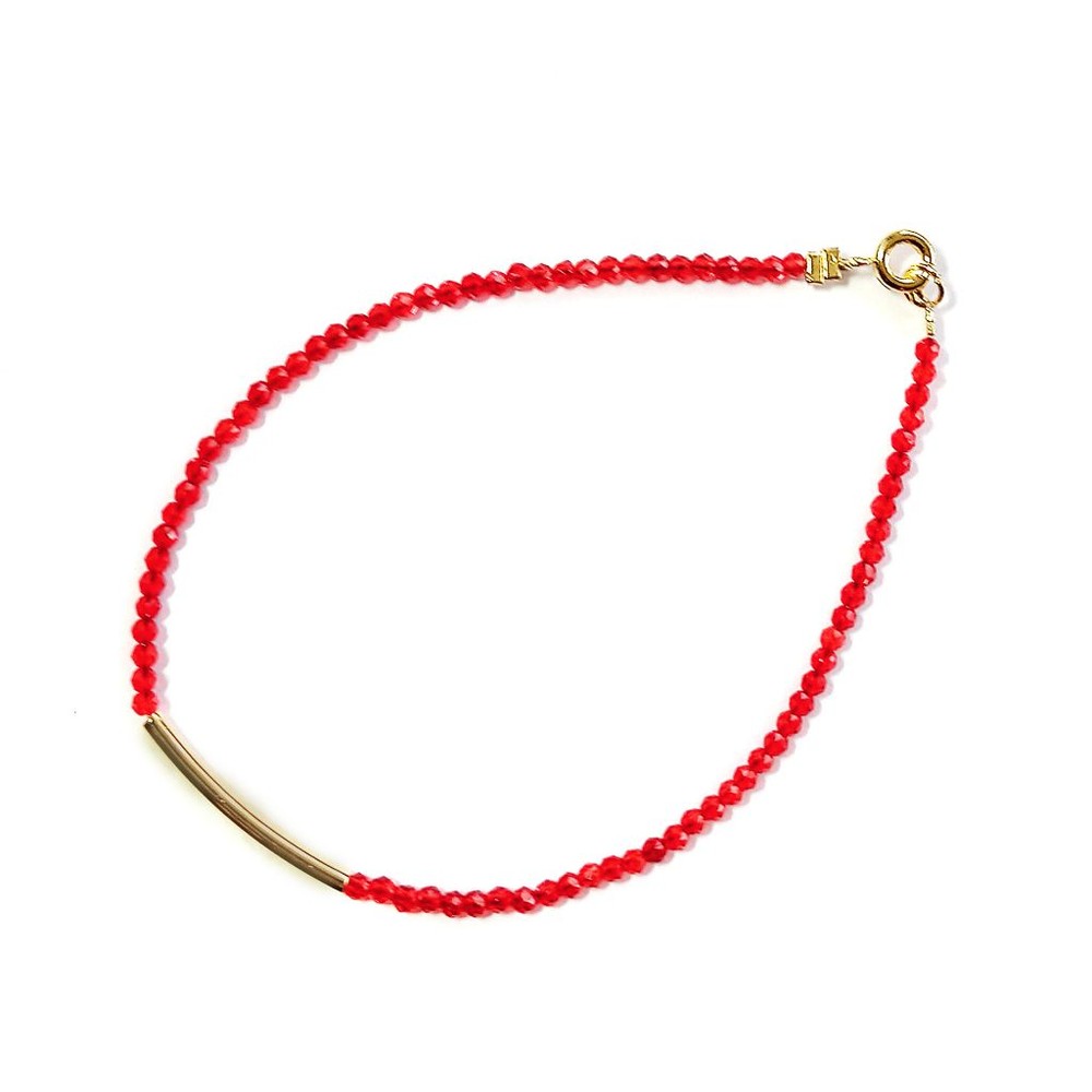 PULSERA ANDREA COGGIOLA JOYAS CRISTALES ROJO TUBO ENCHAPADO ORO 18K - 1