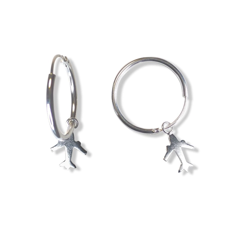 AROS ANDREA COGGIOLA JOYAS ARGOLLA COLGANTE AVIÓN PLATA FINA 925 - 1