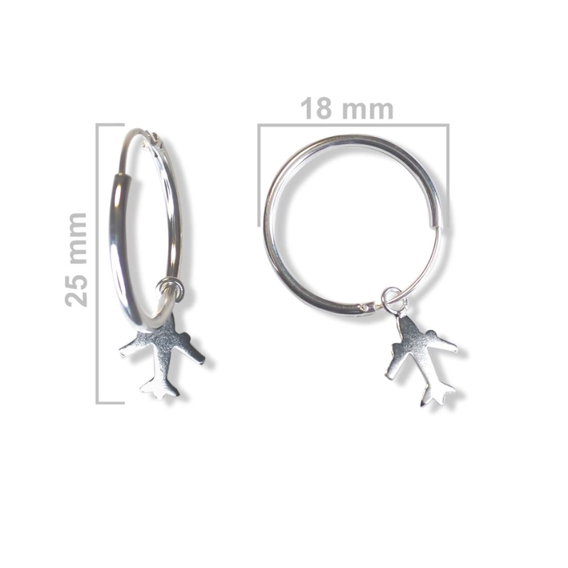 AROS ANDREA COGGIOLA JOYAS ARGOLLA COLGANTE AVIÓN PLATA FINA 925 - 2