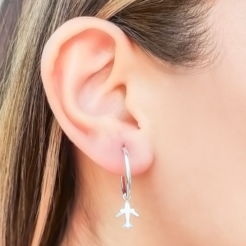 AROS ANDREA COGGIOLA JOYAS ARGOLLA COLGANTE AVIÓN PLATA FINA 925 - 3