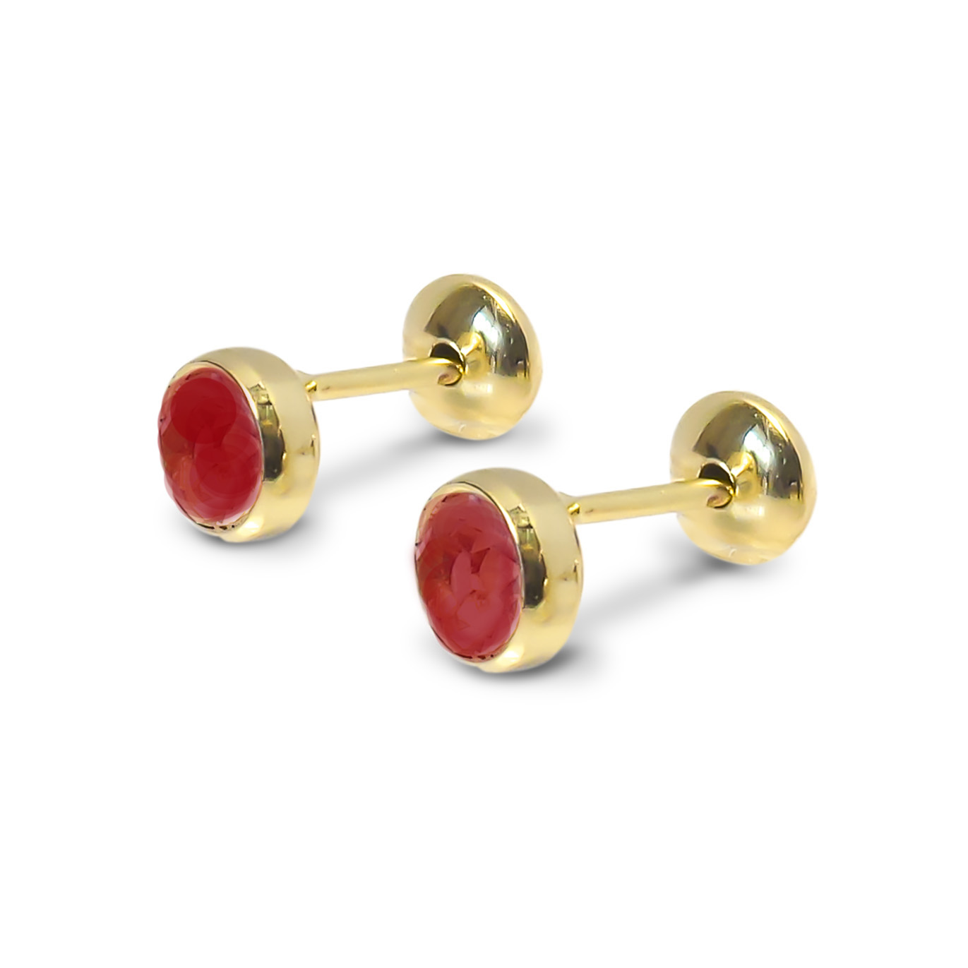 AROS ANDREA COGGIOLA JOYAS NIÑA CIRCÓN ROJO 5MM ENCHAPADO ORO 18K - 1