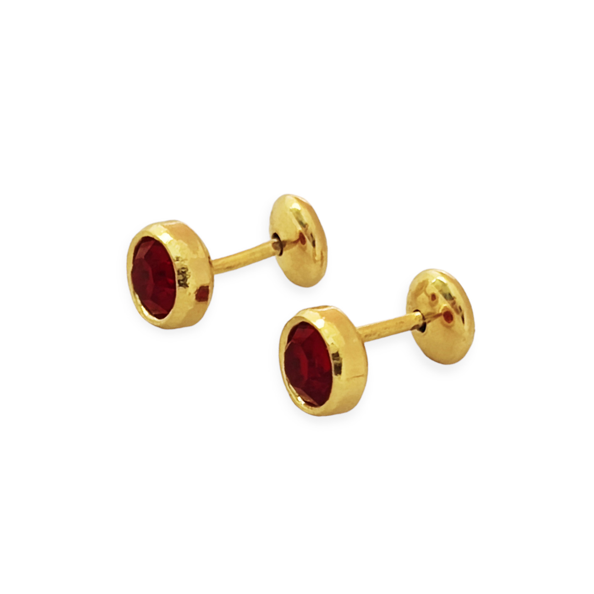 AROS ANDREA COGGIOLA JOYAS NIÑA CIRCÓN ROJO 5MM ENCHAPADO ORO 18K - 2