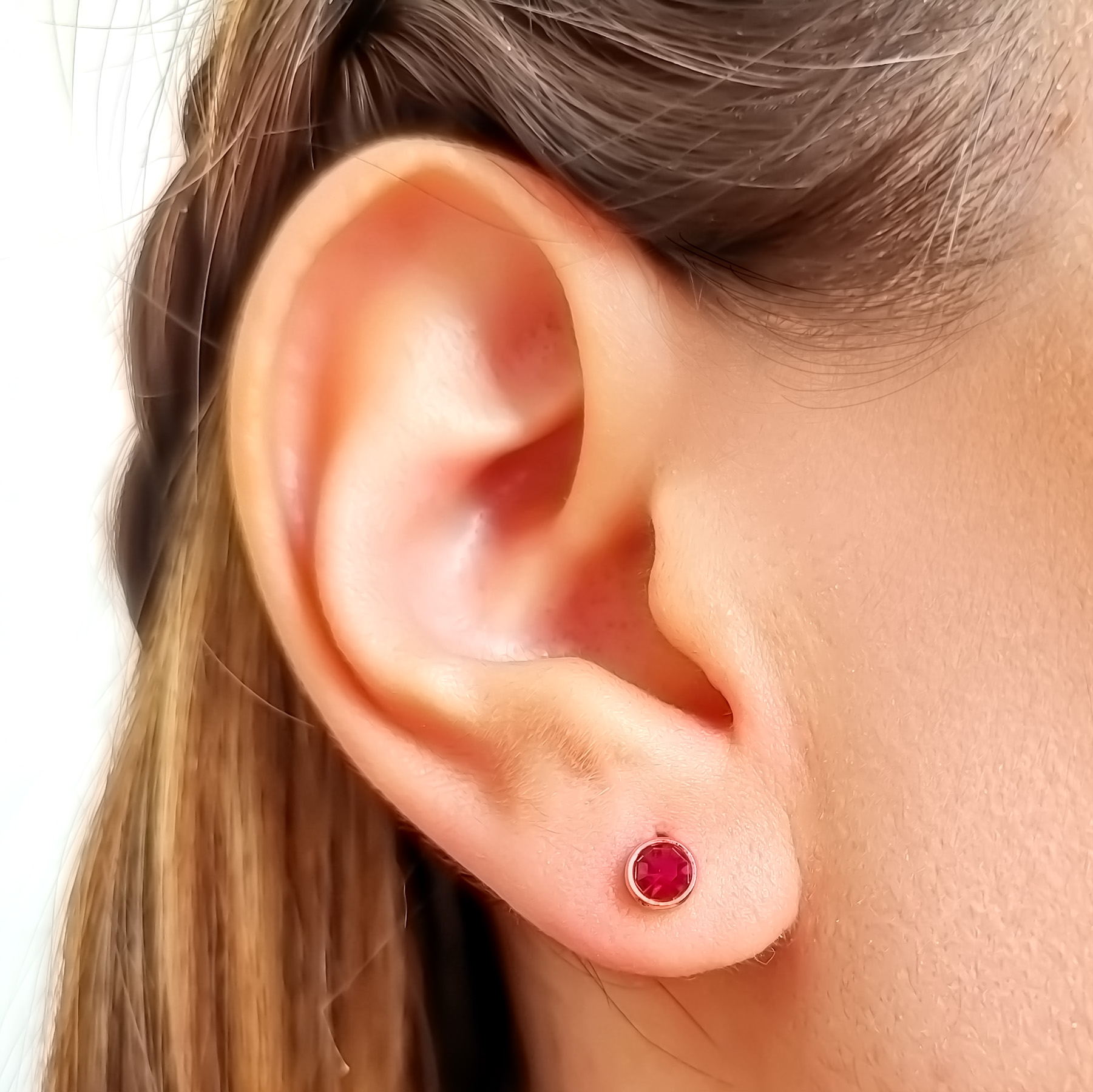 AROS ANDREA COGGIOLA JOYAS NIÑA CIRCÓN ROJO 5MM ENCHAPADO ORO 18K - 3