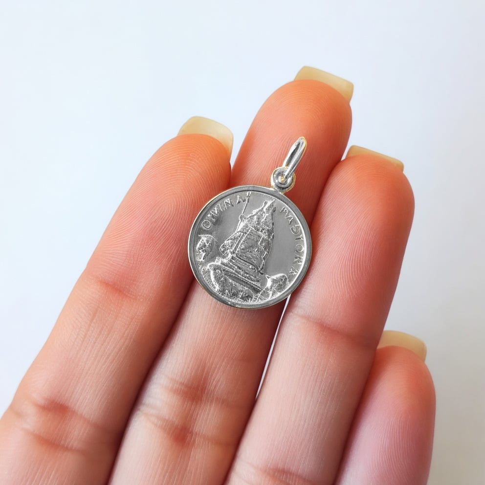 COLGANTE MEDALLA DIVINA PASTORA 17MM PLATA FINA 925 - 3