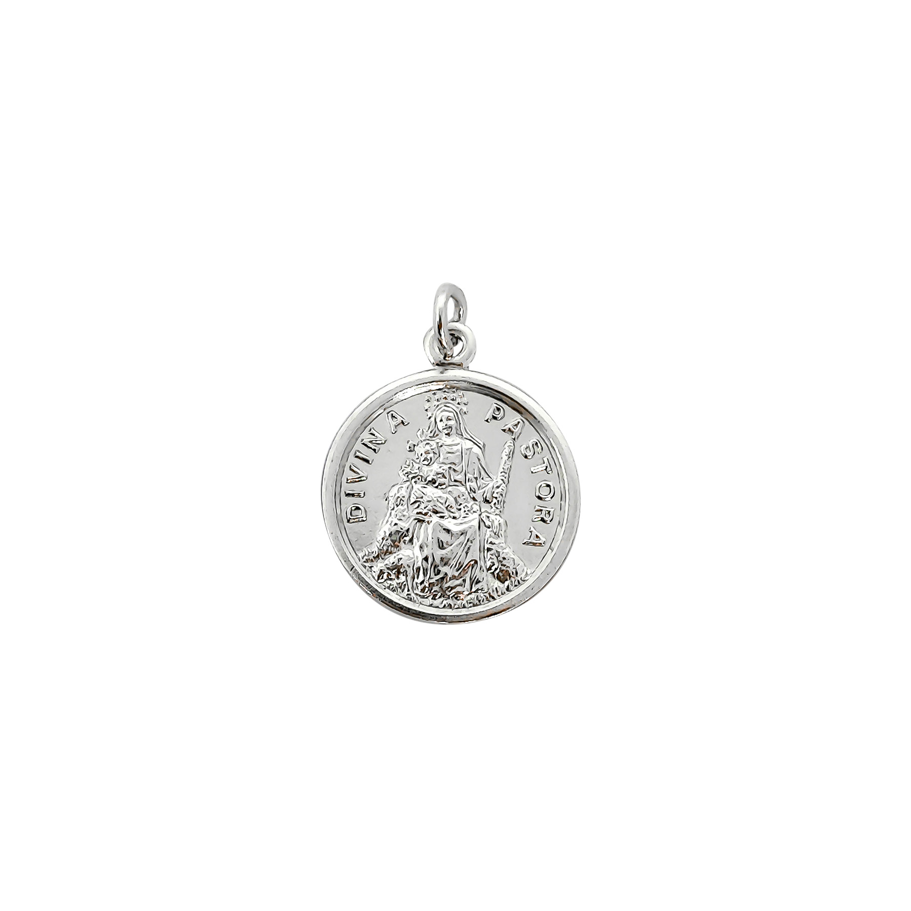 COLGANTE MEDALLA DIVINA PASTORA 20MM PLATA FINA 925 - 1