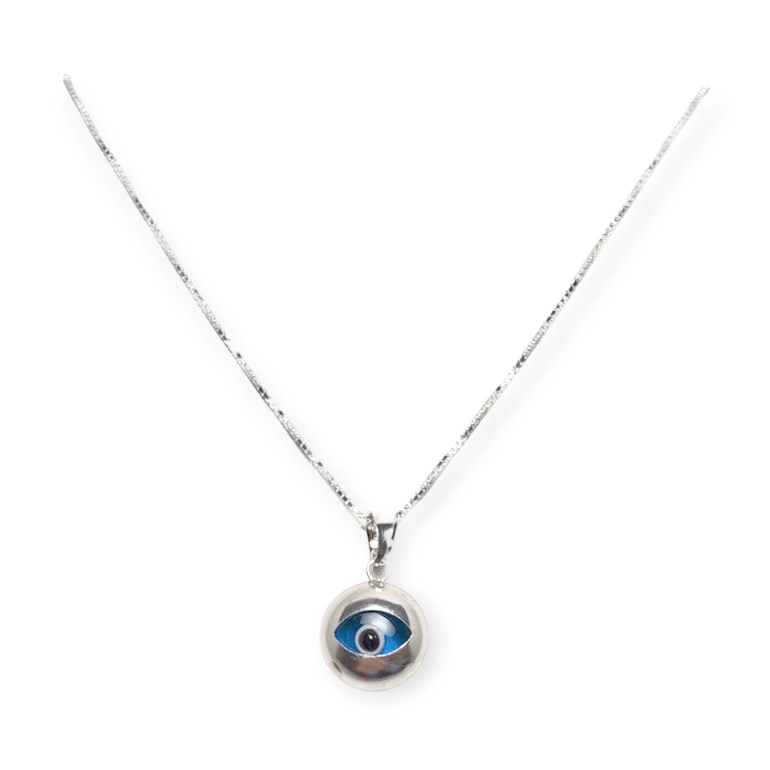 COLLAR ANDREA COGGIOLA JOYAS OJO TURCO CRISTAL AZUL PLATA FINA 925 - 1